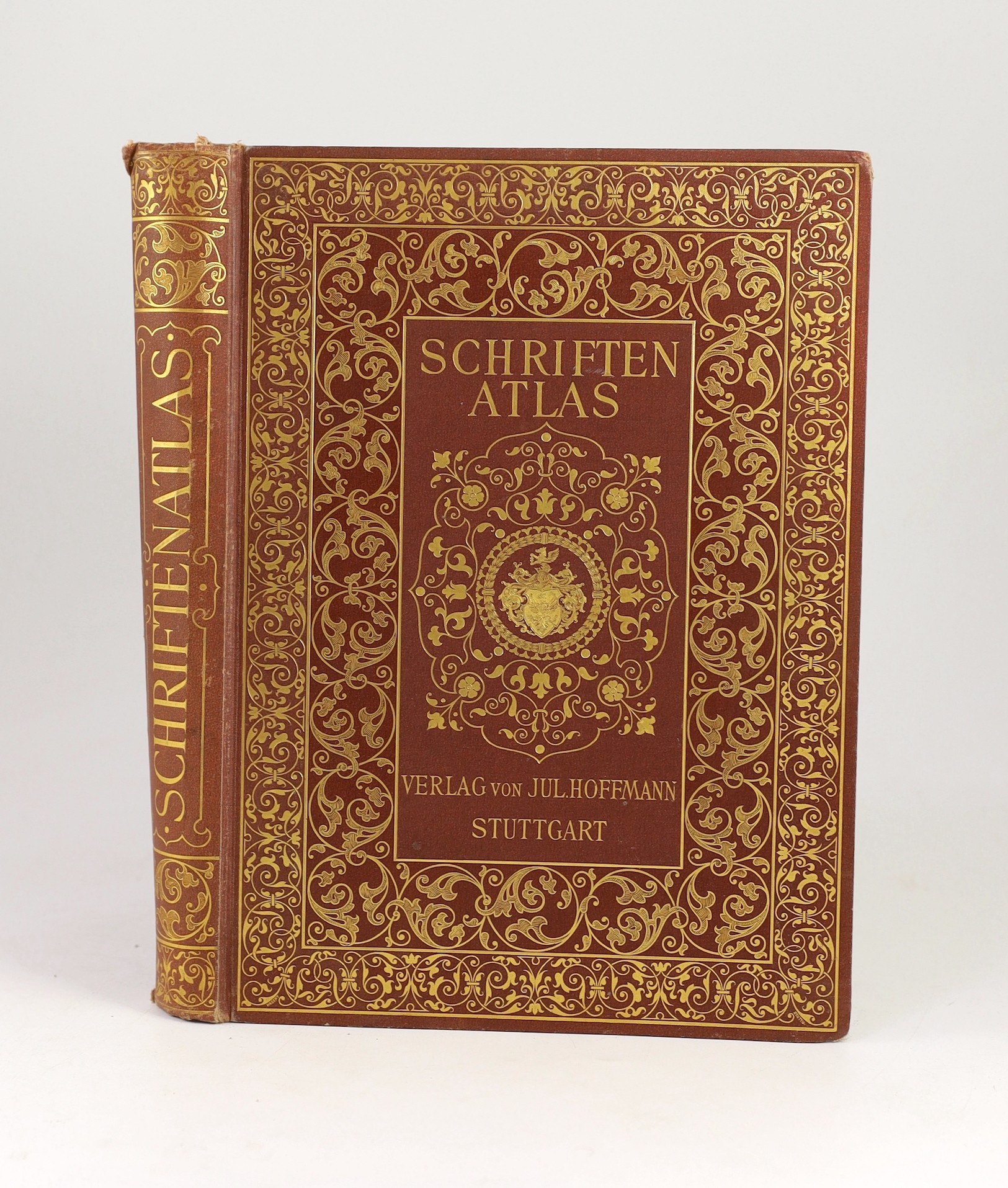 Petzendorfer, Ludwig - Schriften-Atlas, 4to, red cloth gilt blocked, with 121 plates ‘’a collection of the most important scripts and prints from ancient and modern times’’, Julius Hoffman, Stuttgart, 1889